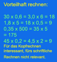 Kommaverschiebungsregel Multiplikation vorteilhaft rechnen im Kopf